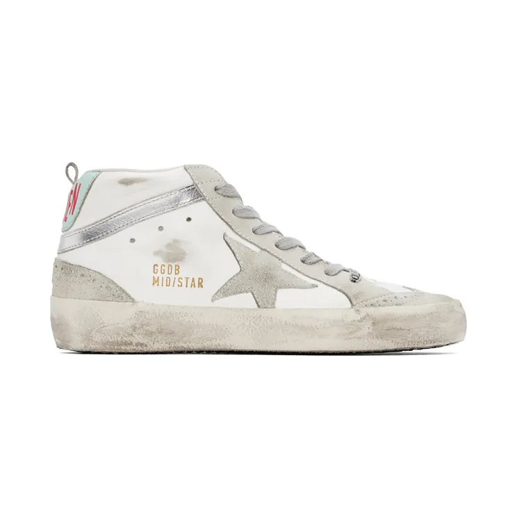 Golden Goose White & Grey Mid Star Classic Sneakers (GWF00122.F001089.10491)