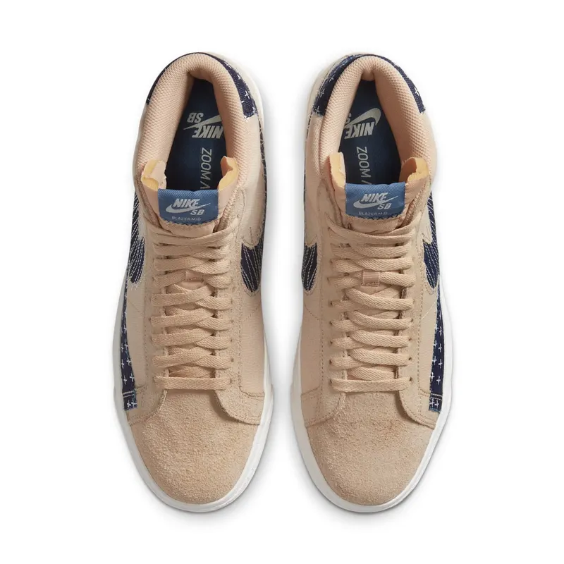 Nike SB Zoom Blazer Mid Sashiko Sesame Sesame/Mystic Navy-Sail-Gum Light Brown (CT0715-200)
