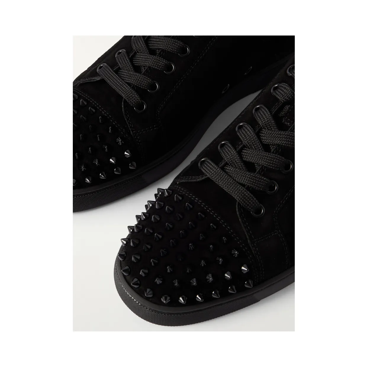 Christian Louboutin Louis Junior Spikes Cap-Toe Suede Sneakers Black (3240423) (5)