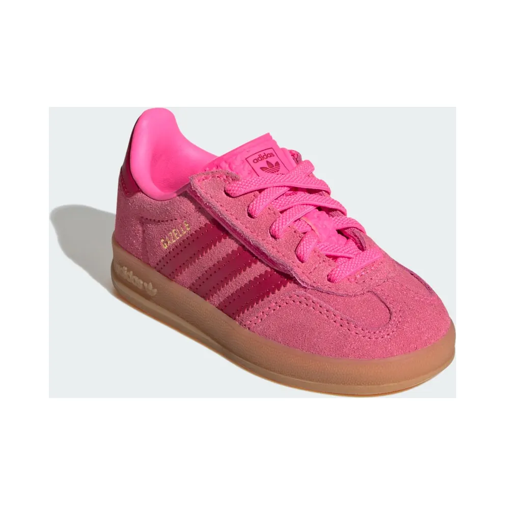 Adidas GAZELLE INDOOR COMFORT CLOSURE ELASTIC LACE Shoes Lucid Pink / Team Victory Red / Gold Metallic (KJ2304)