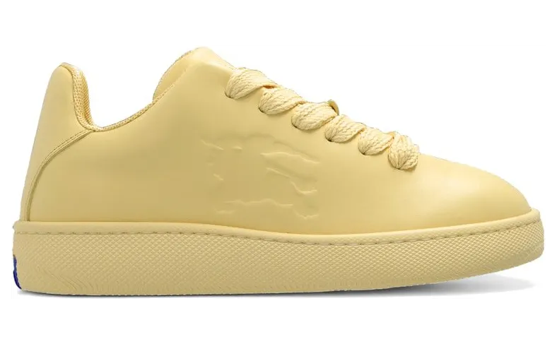 Burberry Box Leather Sneakers Yellow Equestrian Knight Motif (8083396)