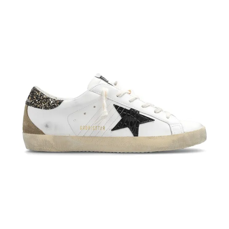 Golden Goose Super-Star White Black Croc Glitter (GWF00102.F004775.11551)