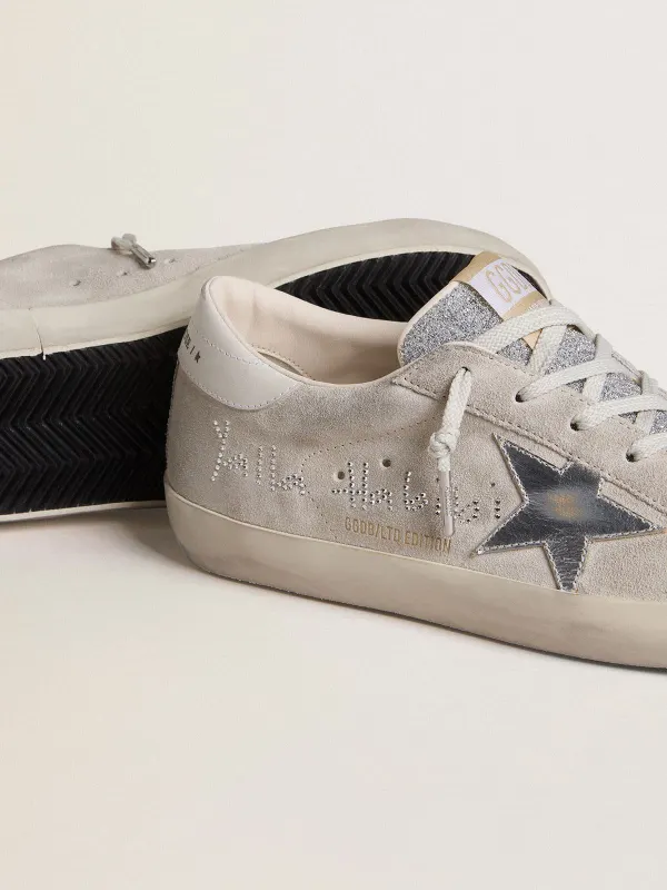 Golden Goose Women’S Super-Star Ltd In Gray Suede With Laminated Leather Star And Swarovski Crystal Tongue (GWF01002.F007850.60641) (3)