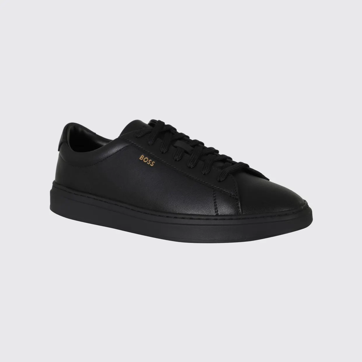 Boss Kieran Low-Top Trainers in Smooth Leather with Printed Logo Black (50552853007)