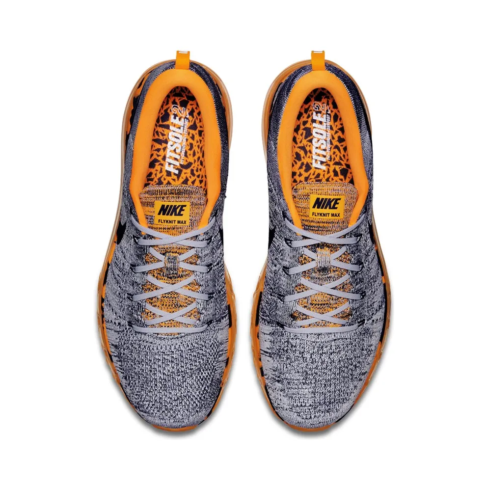 Nike Flyknit Max Wolf Grey Black Orange Wolf Grey/Black-Total Orange-Laser Orange (747361-008)