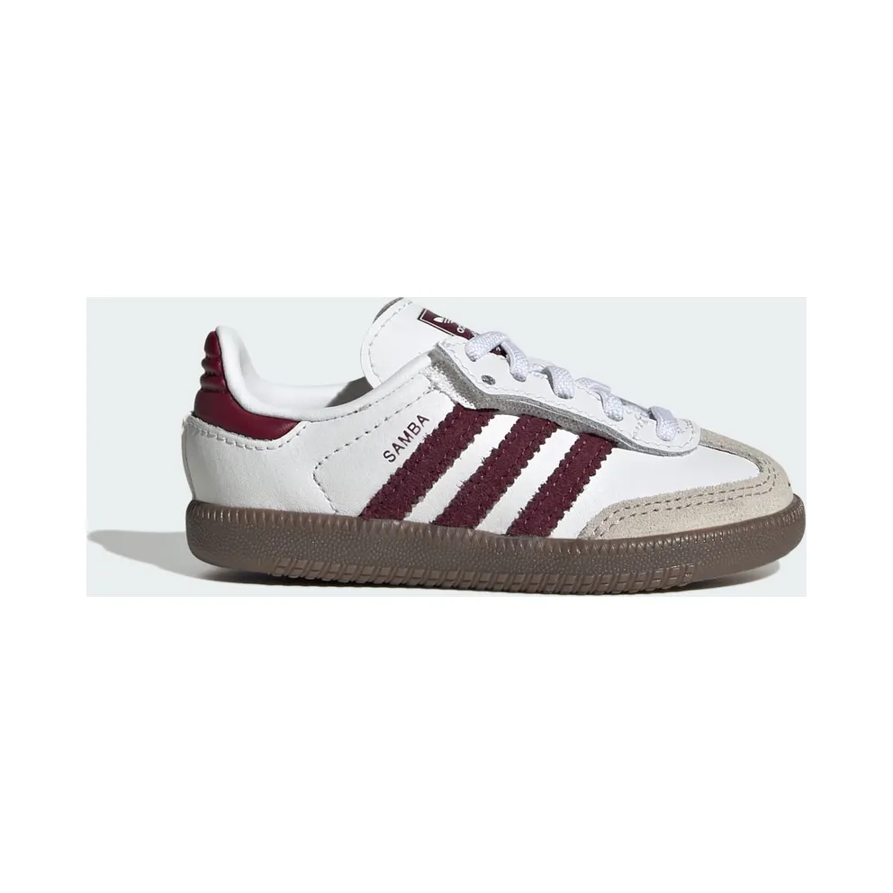 Adidas SAMBA OG COMFORT CLOSURE ELASTIC LACE Shoes Cloud White / Maroon / Gum (KZ8680)