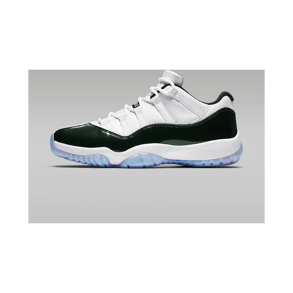 Jordan 11 Retro Low Iridescent White/Black-Emerald Rise (528895-145)
