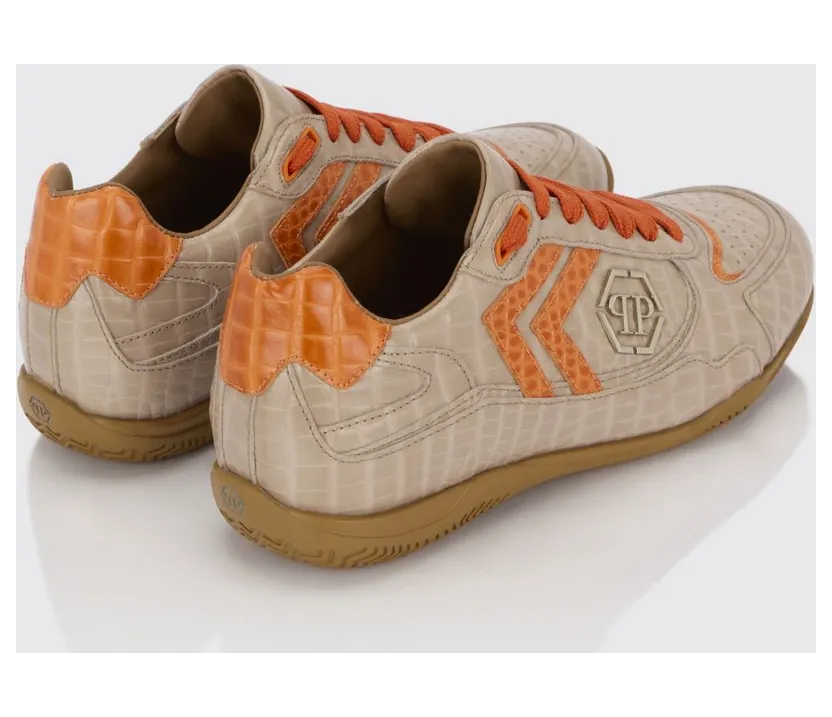 Philipp plein Pit-$top Crocodile Print Leather Sneakers Beige (SAFSUSC0907PLE010N06) (2)