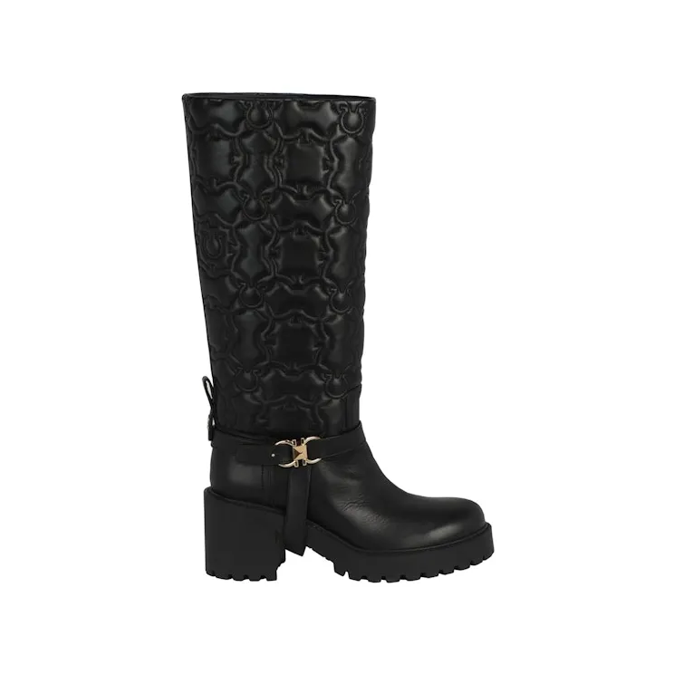 Ferragamo Shiran Knee-High Leather Boot Black (01C008-751051-1C)