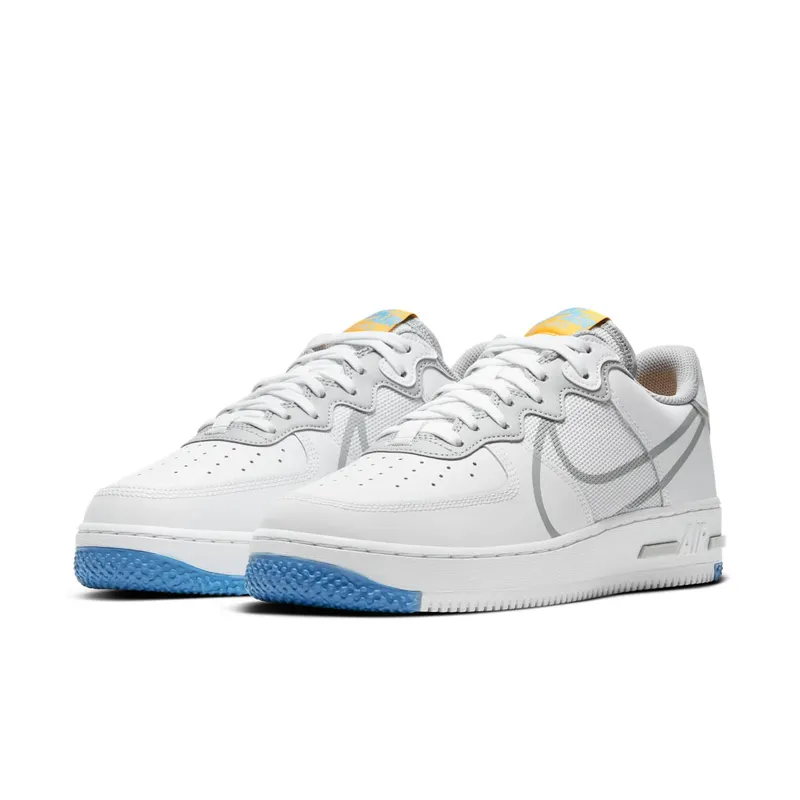 Nike Air Force 1 Low React White Light Smoke Grey White/University Gold-University Blue-Light Smoke Grey (CT1020-100)