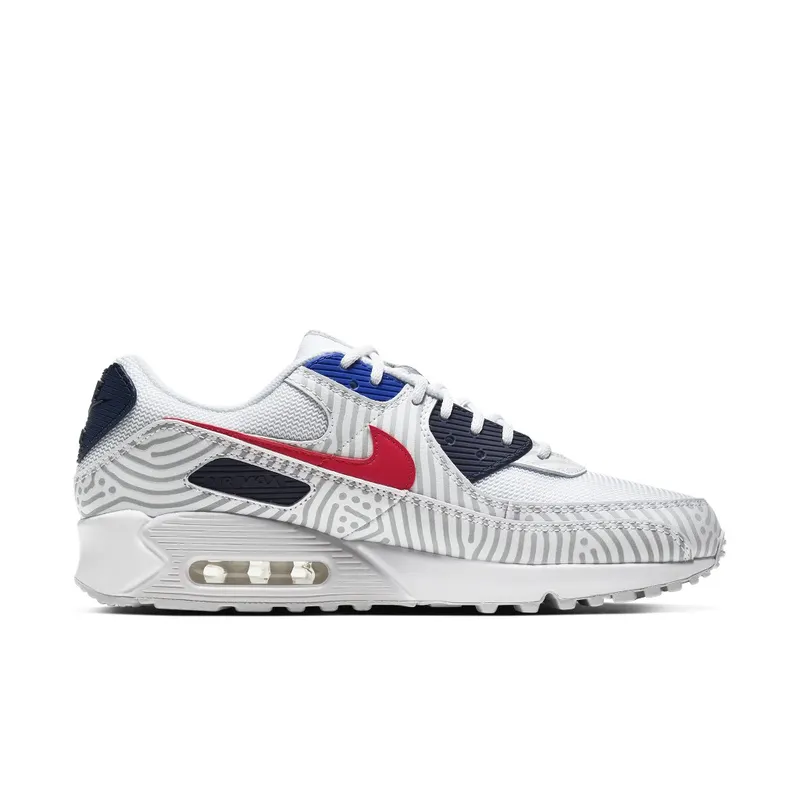 Nike Air Max 90 Euro Tour (2020) White/Midnight Navy-Bright Blue-University Red (CW7574-100)