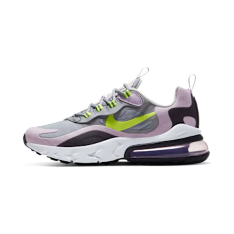 Nike Air Max 270 React GS “Particle Grey / Iced Lilac / Off-Noir / Lemon Venom” (BQ0103-010)
