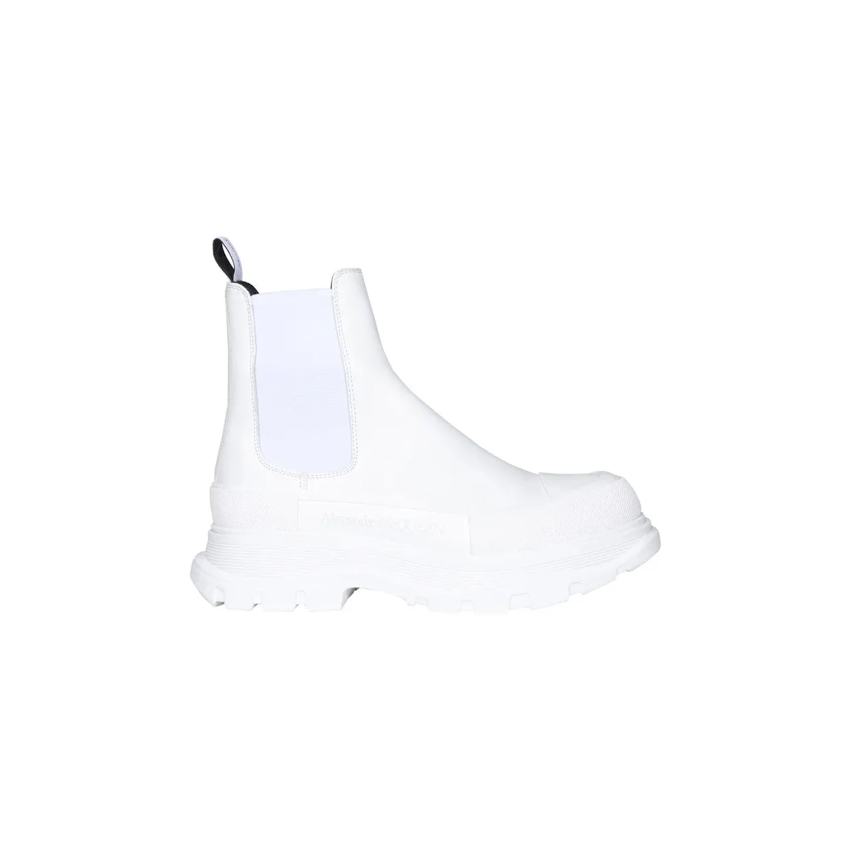 Alexander McQueen Tread Slick Chelsea Boot Leather Triple White (634617WHZ619071)