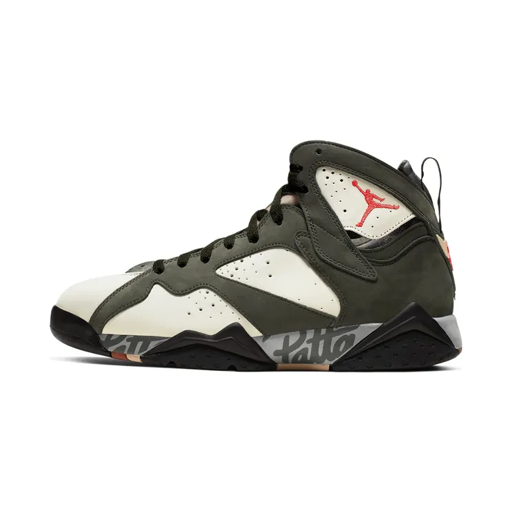 Jordan 7 Retro Patta “Icicle / Sequoia / River Rock / Light Crimson” (AT3375-100)