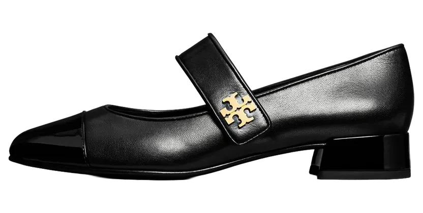 Tory Burch Cap-Toe May Jane Ballerina “Perfect Black” (160313-004)
