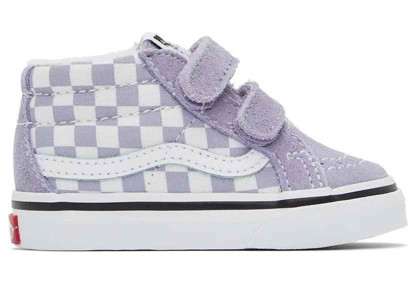 Vans Baby Purple & White Checkerboard Sk8-Mid Reissue V Sneakers (VN00018WARV1)