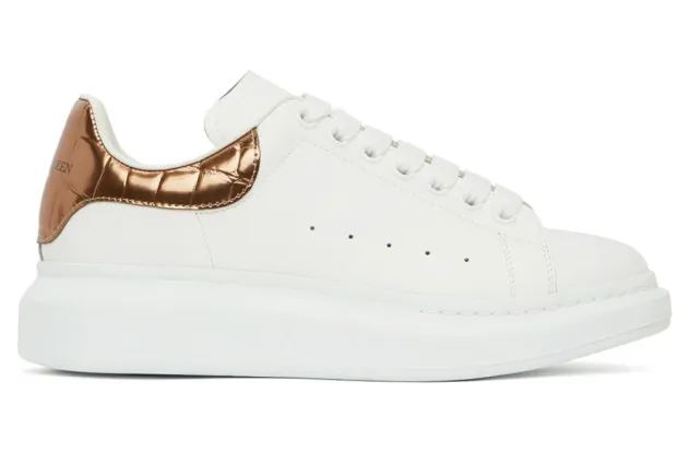 Alexander McQueen White and Rose Gold Croc Oversized Sneakers (625162WHYBQ)