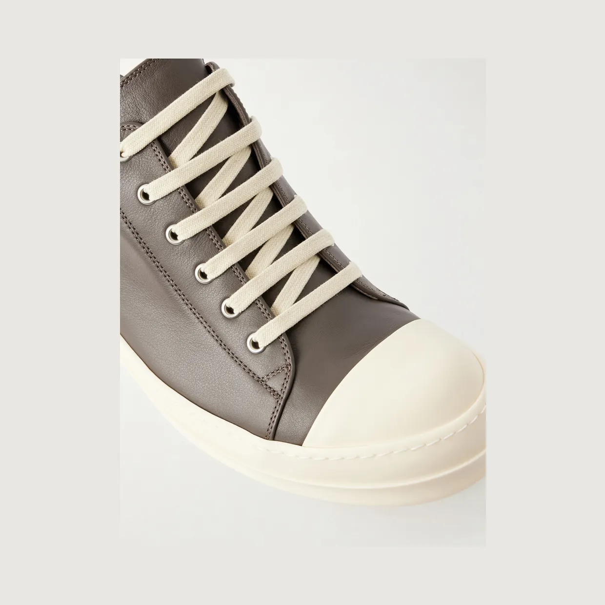 Rick Owens Ramones Leather and Rubber Sneakers Dark brown (RU02F4891) (5)