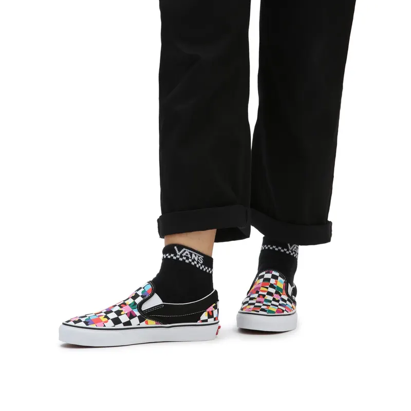 VANS Floral Checkerboard Classic Slip-on Shoes Black (VN000XG8B05)