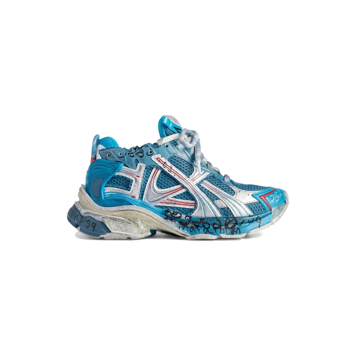 Balenciaga Runner Blue Silver White Red (772774 WRNMT 4896)