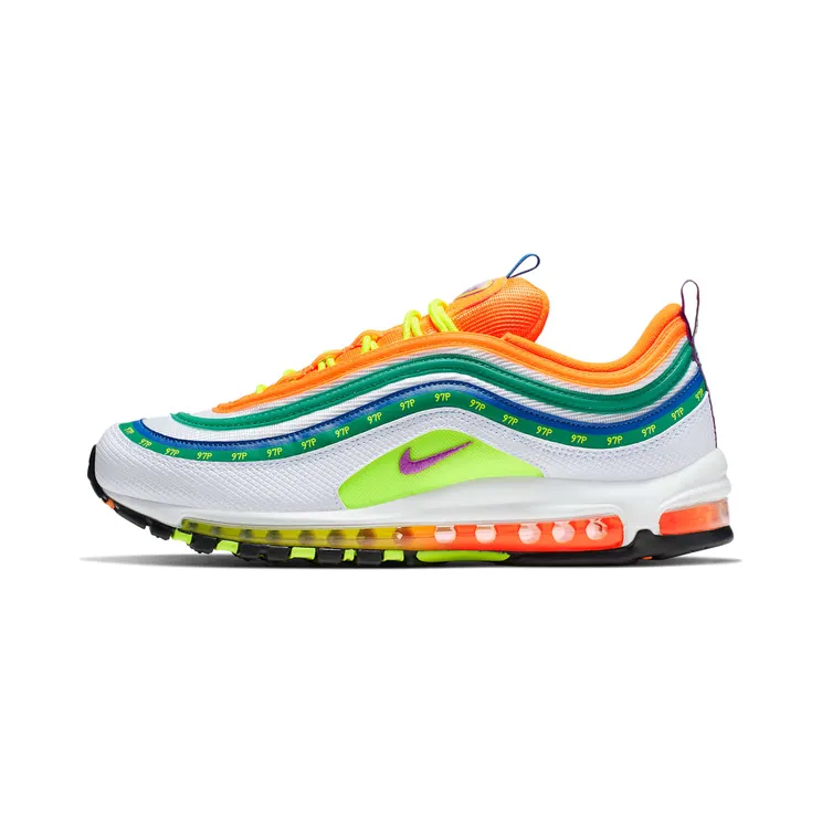 Nike Air Max 97 London Summer of Love “White / Volt / Total Orange / Hyper Violet” (CI1504-100)