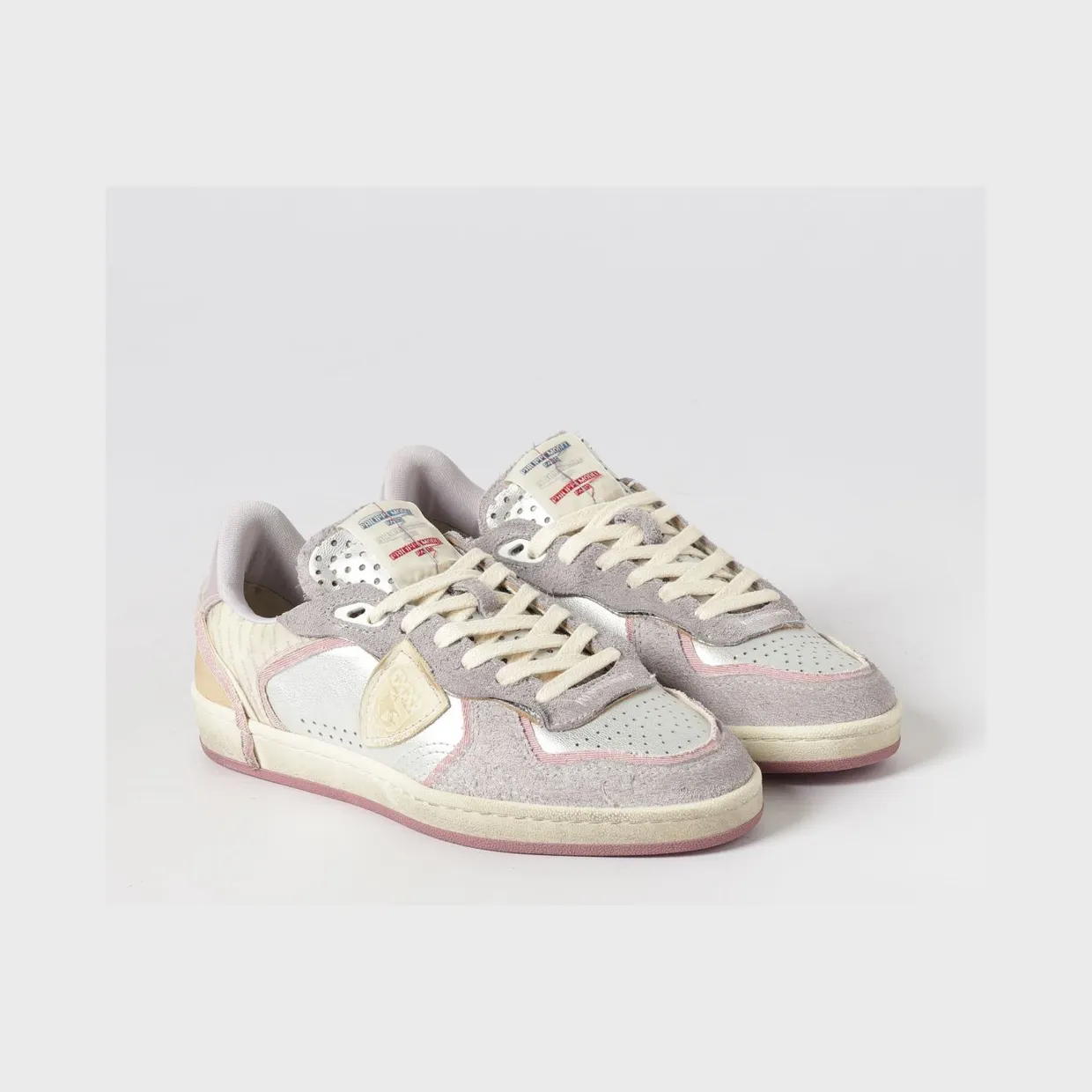 Philippe Model Pgal Sneakers in Suede and Fabric with a Worn-Out Sole Lilac (PGLDMXE1)