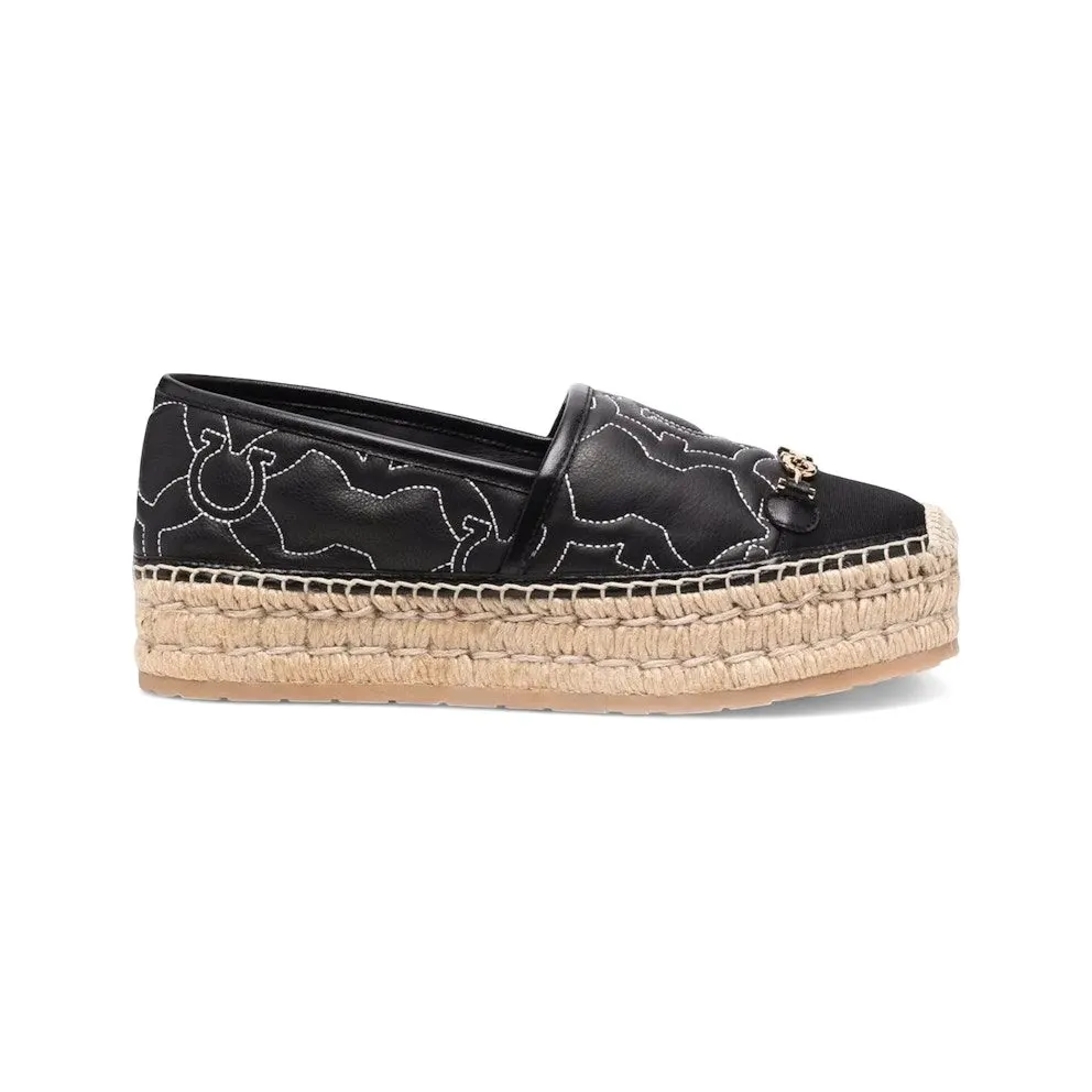 Ferragamo Gancini Logo-Embroidered Espadrilles Black (01C999751252)