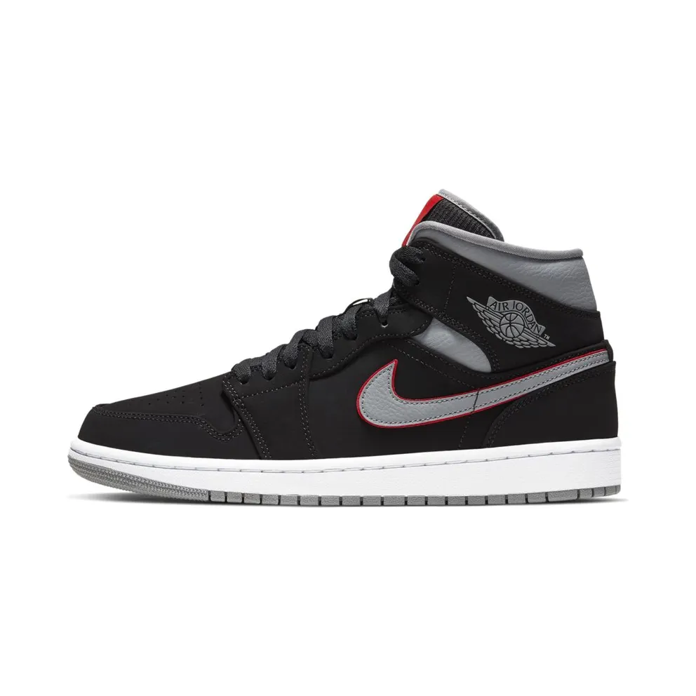 Jordan 1 Mid Black Particle Grey Gym Red Black/Particle Grey-White-Gym Red (554724-060)