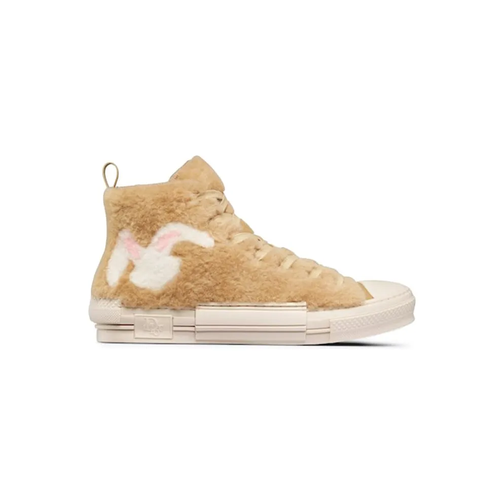 Dior B23 High Top ERL Beige Shearling with Rabbit Motif (3SH129ZTR_H100)