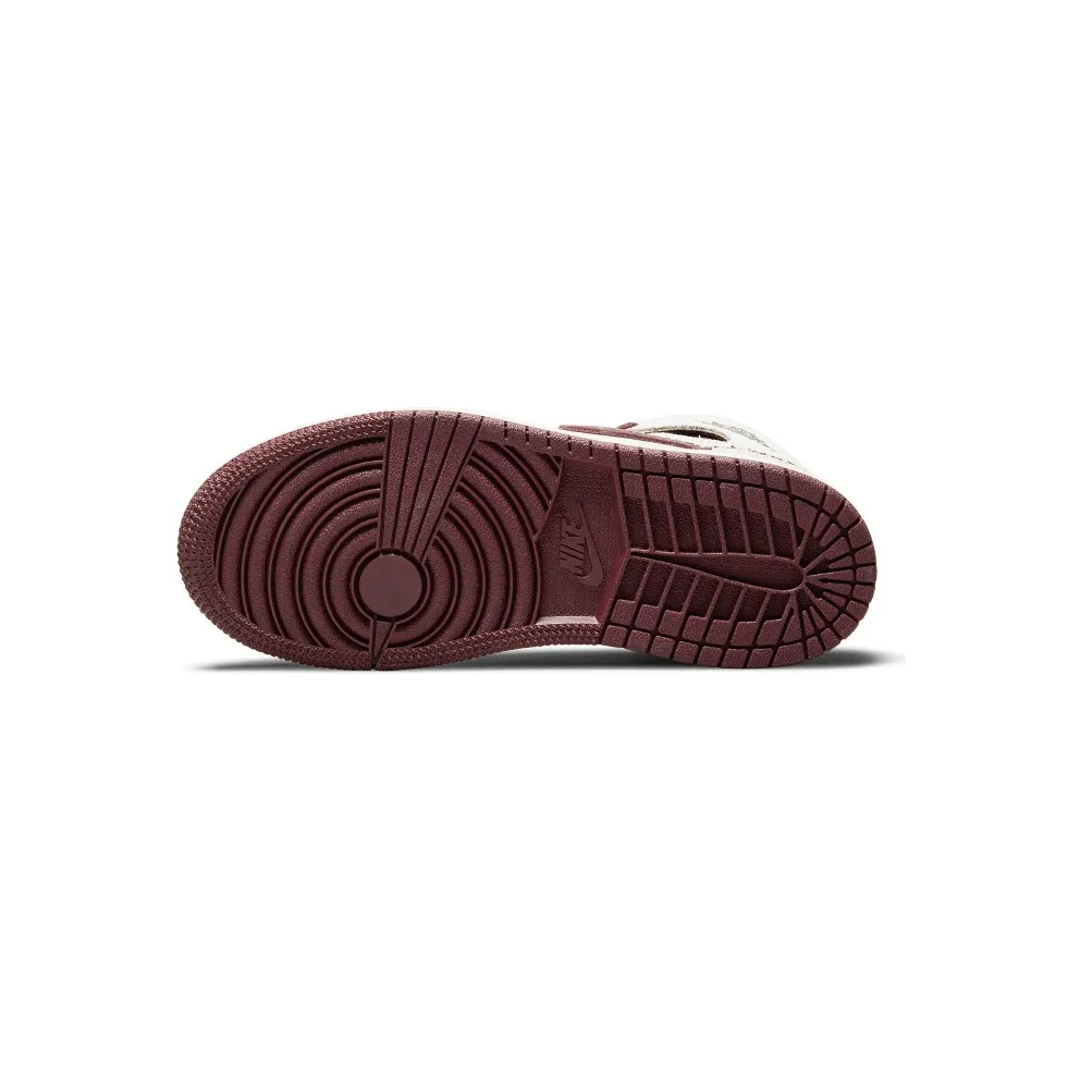 Air Jordan x Ma Maniere 1 High OG (PS) – “Sail / Burgundy Crush” (DO7099-100)