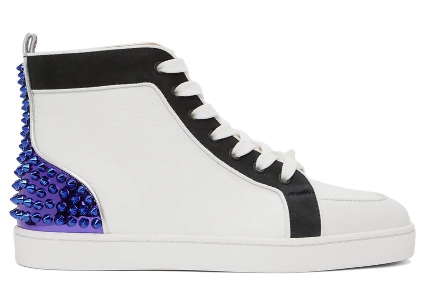 Christian Louboutin White & Black Rantus Spikes Sneakers (1220369)