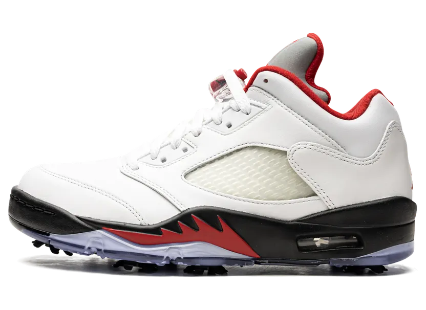 Air Jordan 5 Low Golf ‘Fire Red’ White/Black/Metallic Silver/Fire Red (CU4523-100)