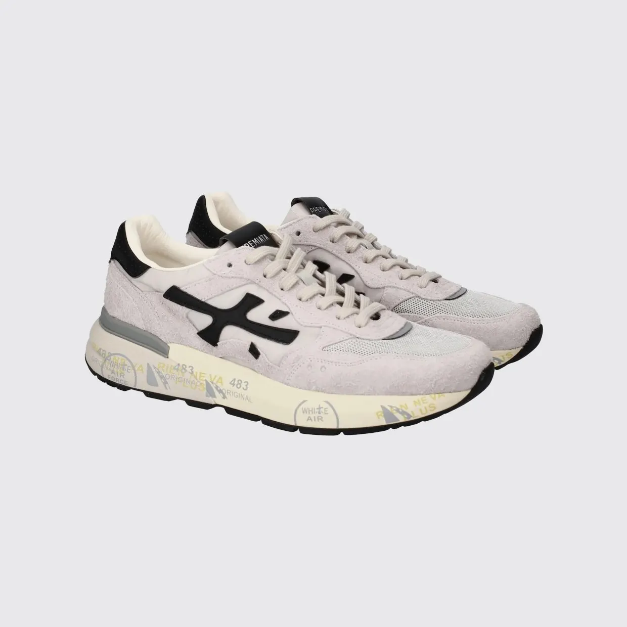 Premiata Mick Used Suede and Mesh Sneakers White (MICK018236)