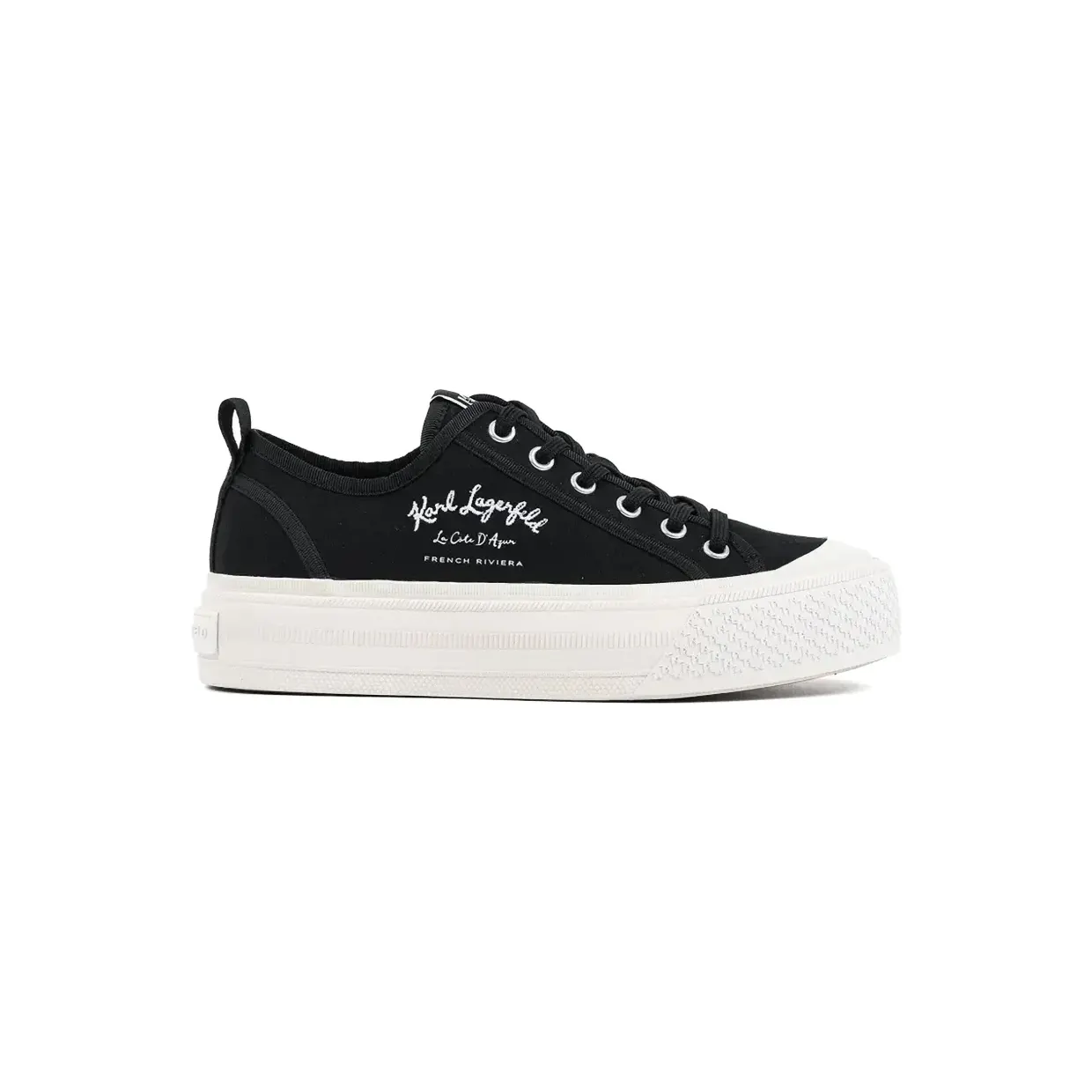 Karl Lagerfeld Kampus Max met geborduurd logo en plateauzool “Black” (KL50523)