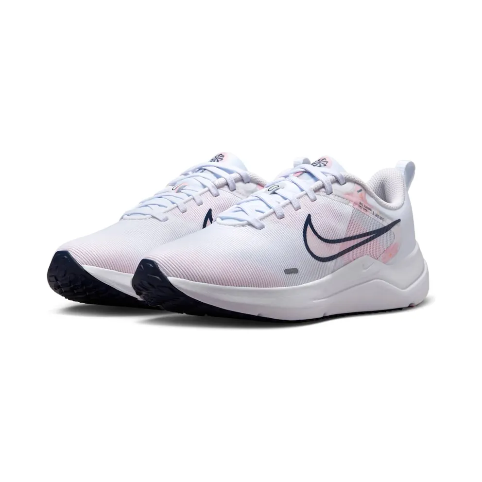 Nike Downshifter 12 PRM “White / Pearl Pink / Football Grey / Midnight Navy” (DX7885-100)