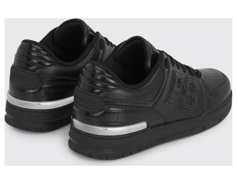 Plein Sport Crocodile Print Leather Sneakers Black (SAFSUSC0934SLE004N0202) (2)