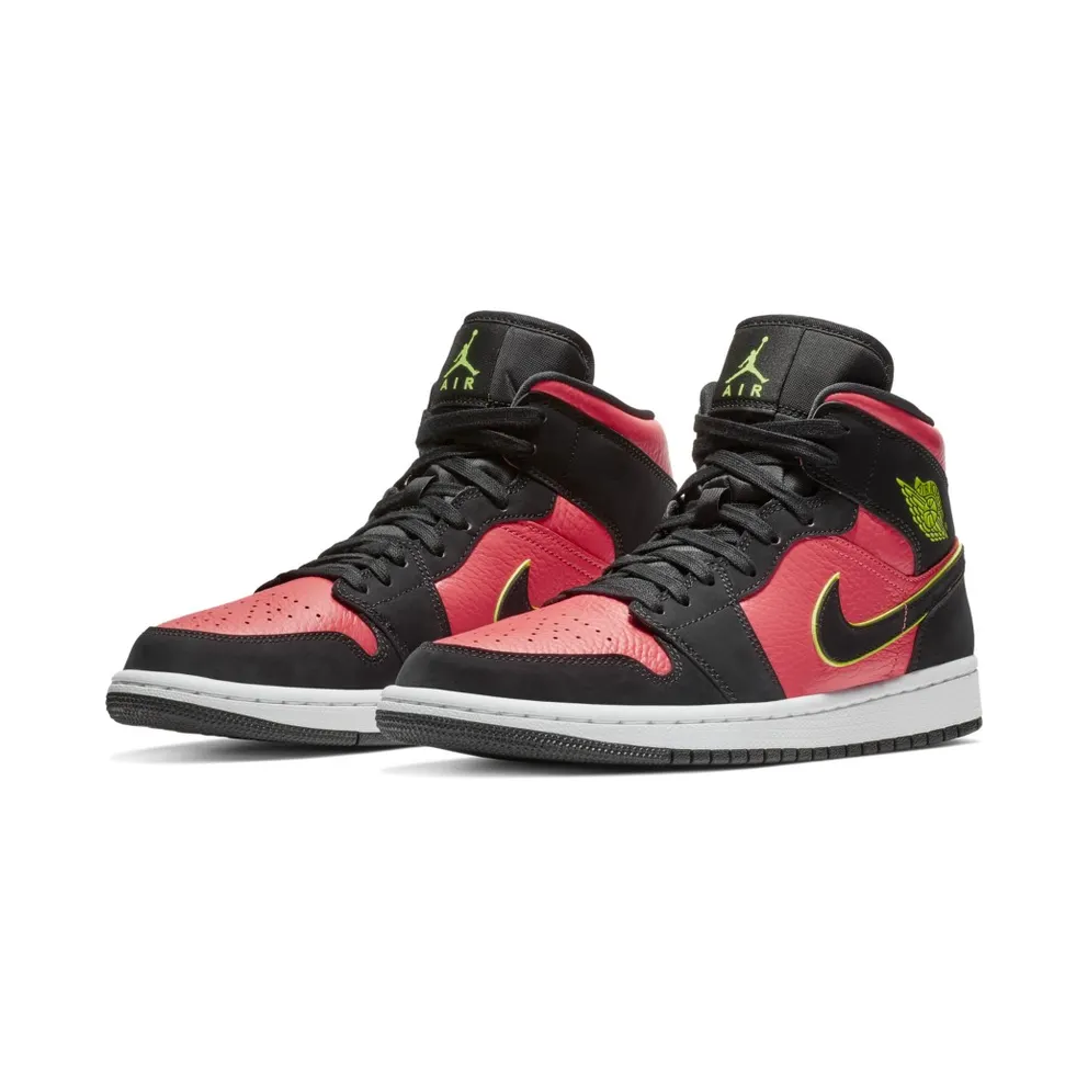 Jordan 1 Mid Black Hot Punch (W) Black/Volt-Hot Punch-White (BQ6472-006)