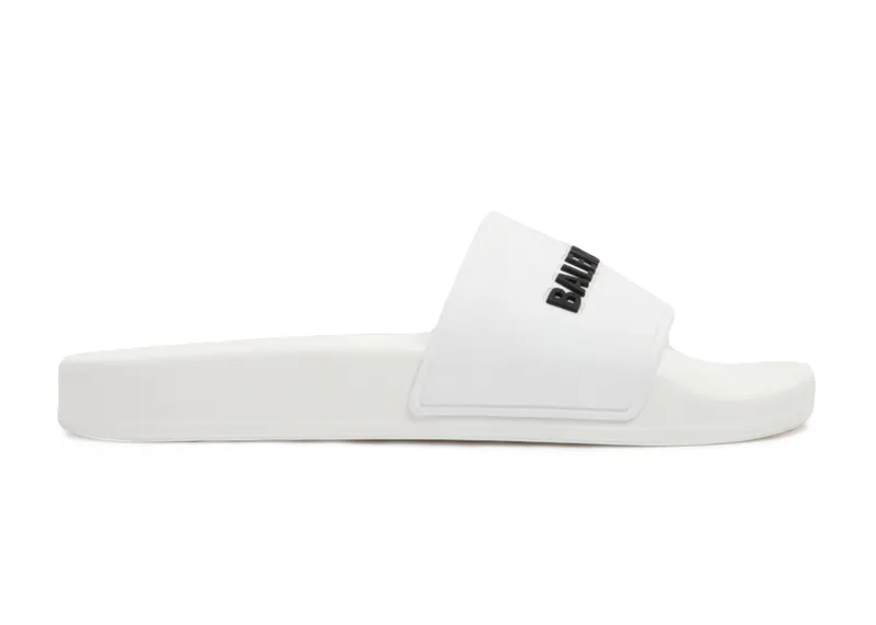 Balenciaga Pool Slides White Black 3D Logo (W) (565547 W1S83 9034)