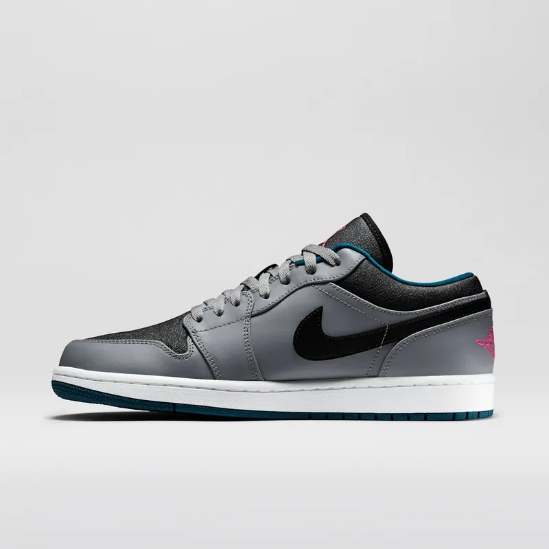 Jordan  1 Low Cool Grey Fusion Pink Space Blue Cool Grey/Fusion Pink-Space Blue-Black-White (553558-018)