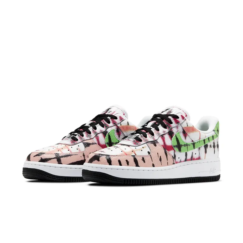 Nike Air Force 1 Low Black Tie Dye (W) White/Green Strike-Washed Coral-Black (CW1267-101)