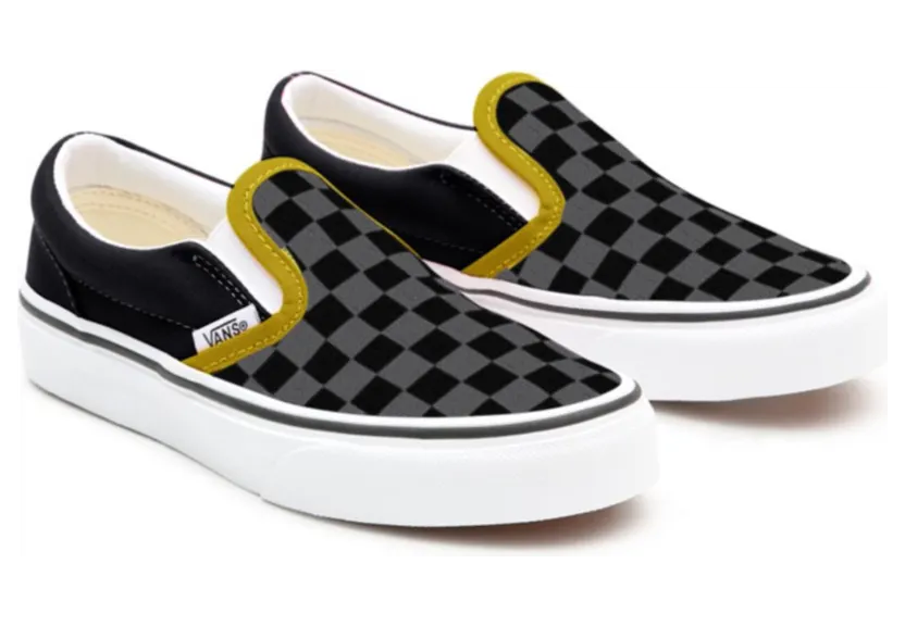 VANS Gepersonaliseerde Kids Black Checkerboard Slip-on Zwart (VN0A3CST113)