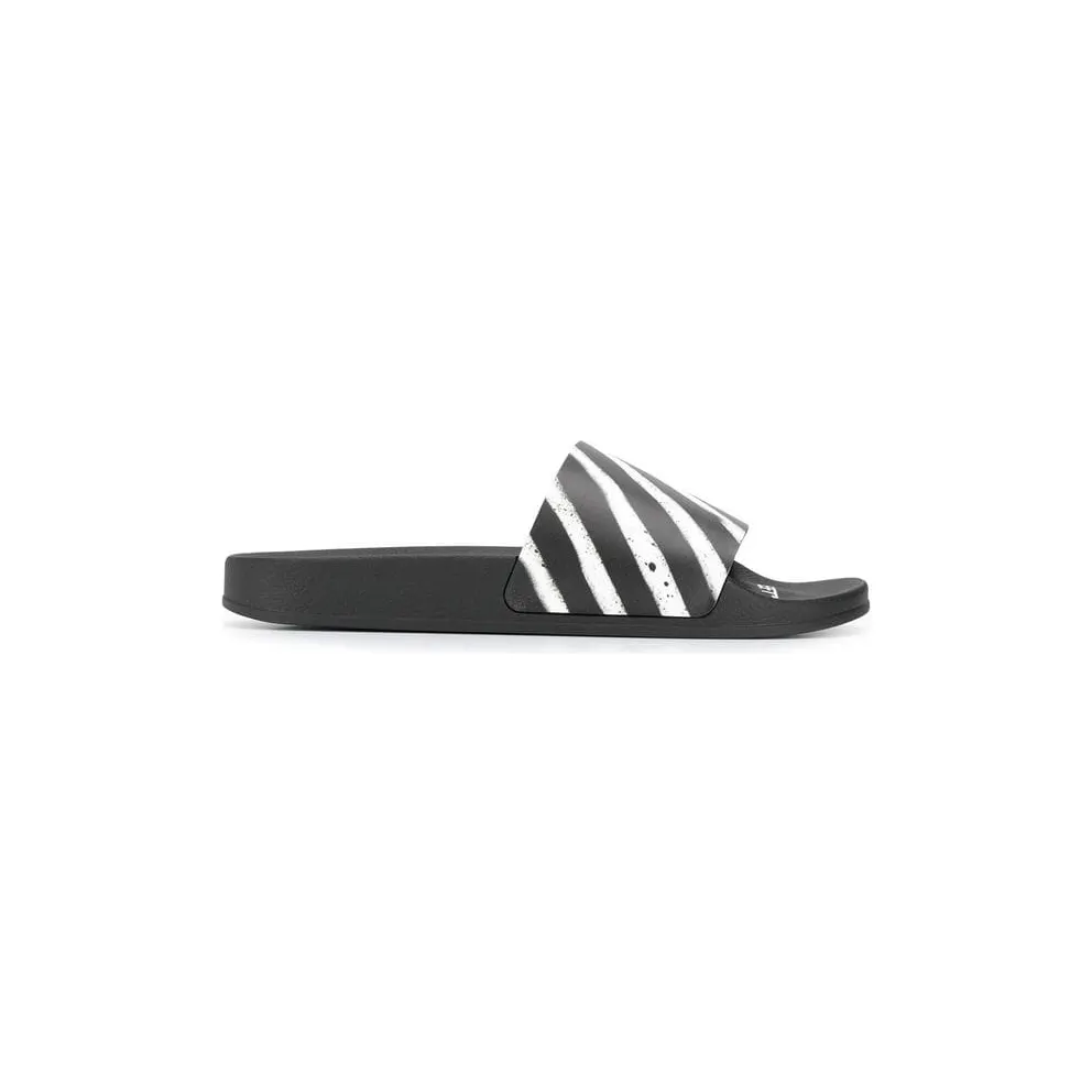 Off-White Spray Stripes Slides Black (OMIA087S19C220371001)