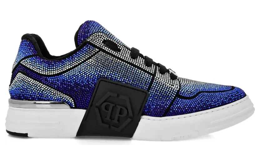 Philipp Plein Hexagon Sneakers aus Wildleder mit Strass – Blau (SAESUSC0697PLE009N)