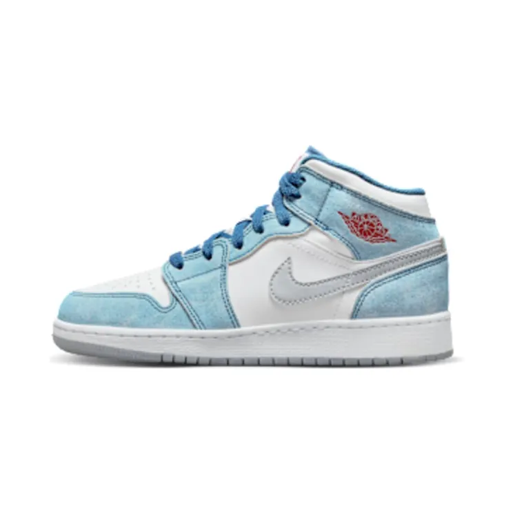 Air Jordan 1 Mid SE GS “French Blue / White / Light Steel Grey / Fire Red” (DR6235-401)