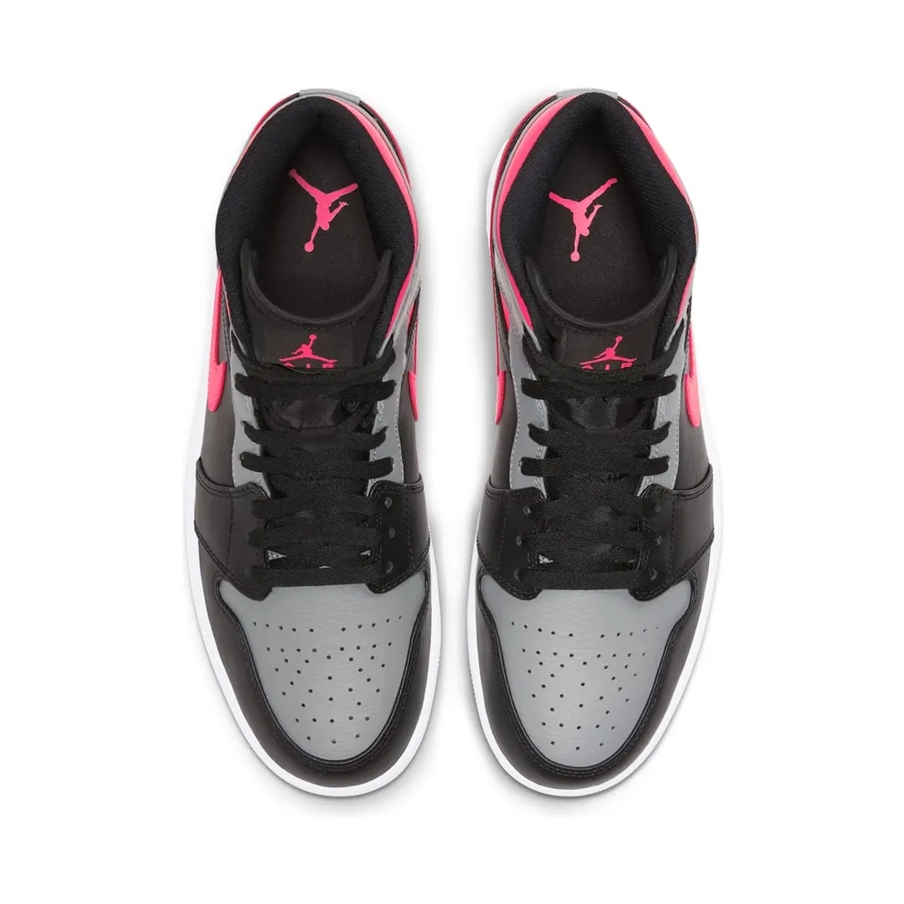 Jordan 1 Mid Pink Shadow Black/Hot Punch-Light Smoke Grey (554724-059)