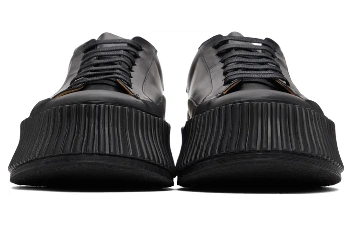 Jil Sander Black Leather Platform Sneakers (JI32535A_12280) (2)