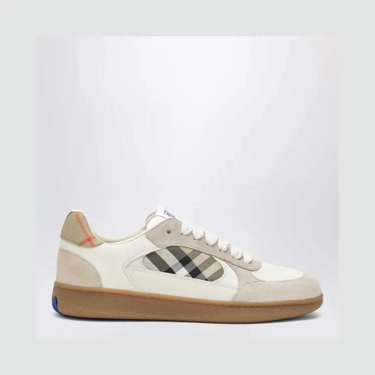 Burberry Terrace leather and suede sneakers with beige check 8127510155362/T_BURBE-B5220_600-44.5