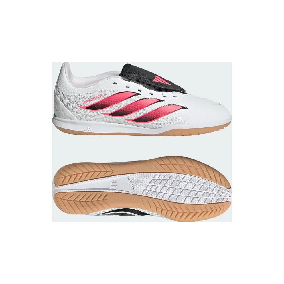 adidas Predator Club Fold-over Tongue Sala Indoor Football Boots Kids “Cloud White / Solar Turbo / Core Black” (KJ6739)