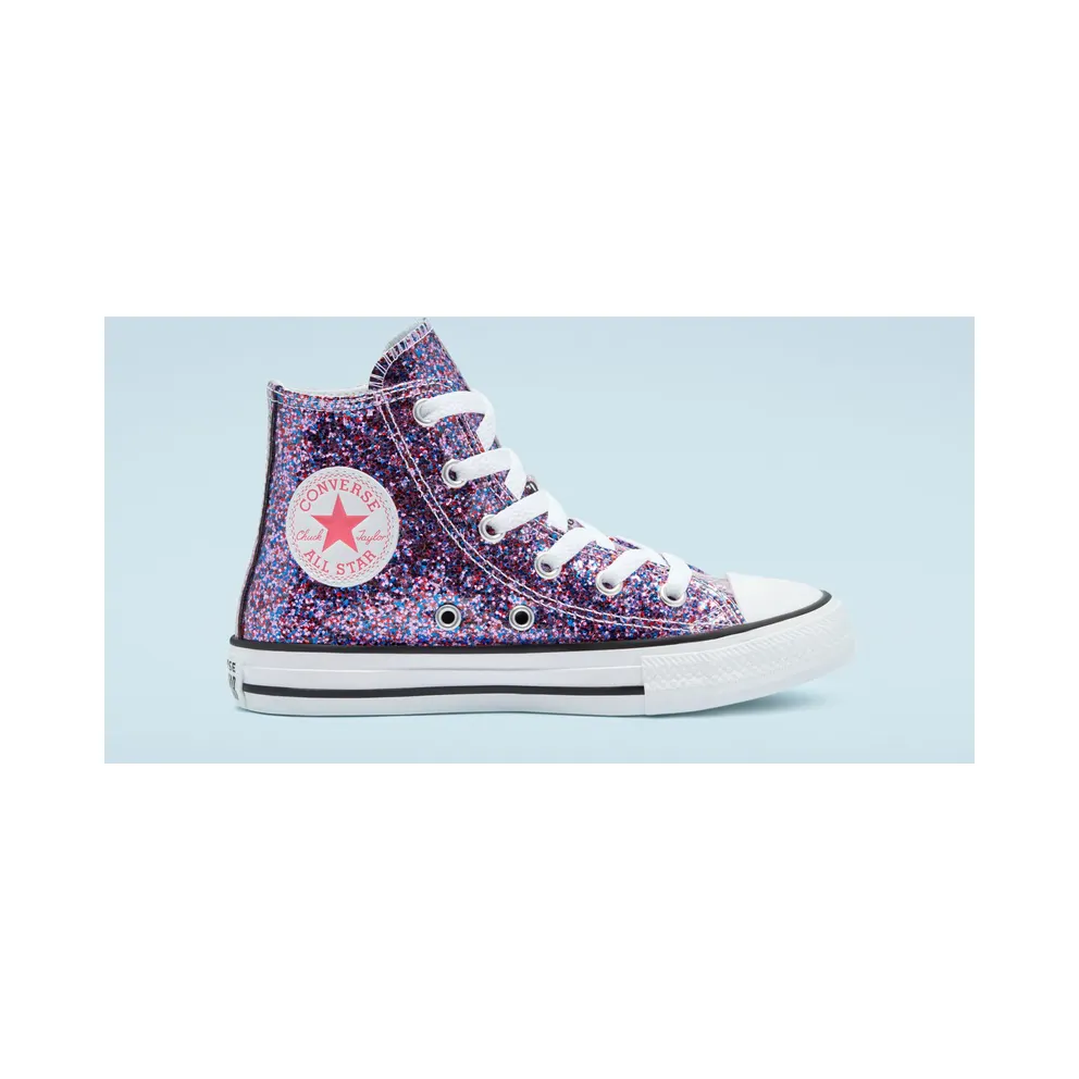 Converse Coated Glitter Chuck Taylor All Star High Top Bold Pink/White/Black (670176C)