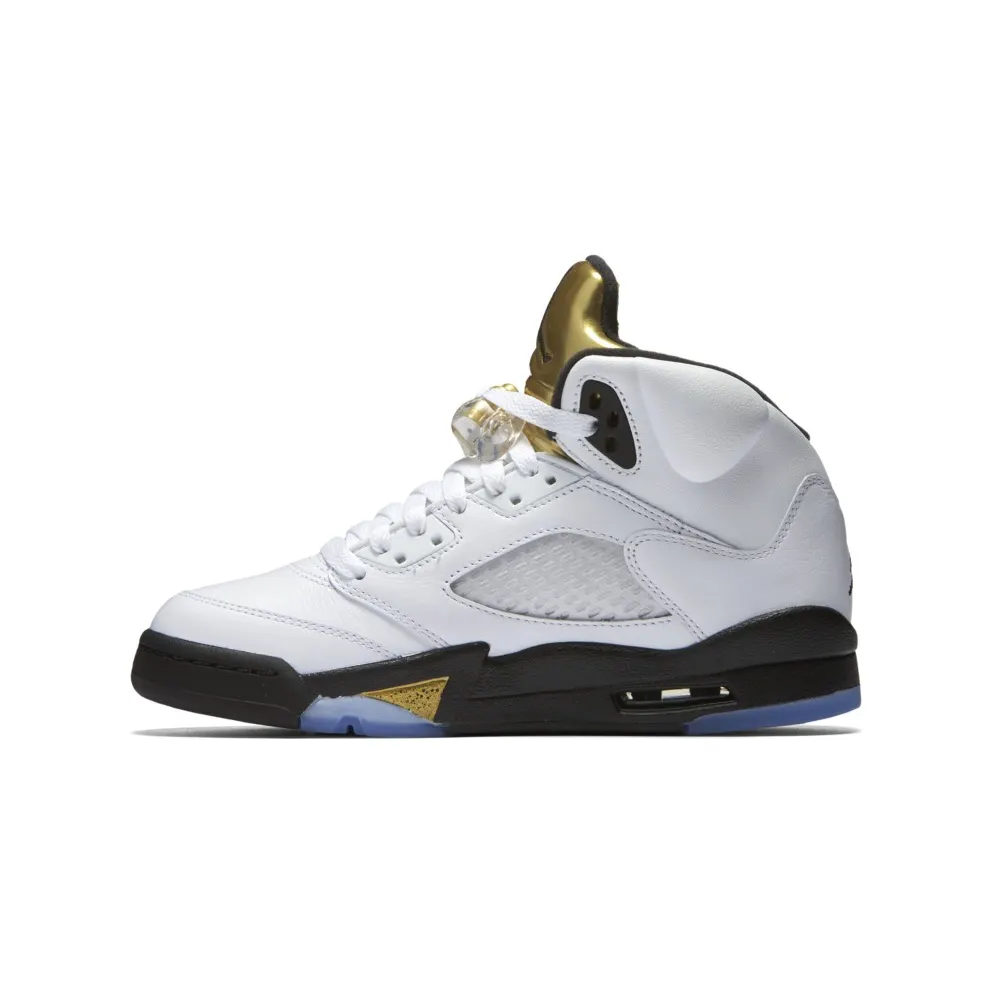 Jordan 5 Retro Olympic 2016 (GS) White/Black-Metallic Gold Coin (440888-133)
